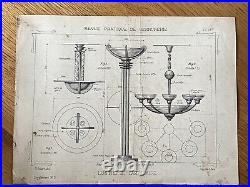 Lot De Croquis Luminaires Ancien ART DECO FERRONNERIE Sabino Vernox