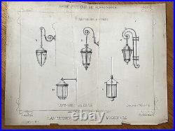 Lot De Croquis Luminaires Ancien ART DECO FERRONNERIE Sabino Vernox