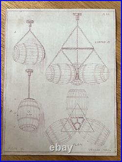 Lot De Croquis Luminaires Ancien ART DECO FERRONNERIE Sabino Vernox