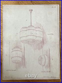 Lot De Croquis Luminaires Ancien ART DECO FERRONNERIE Sabino Vernox