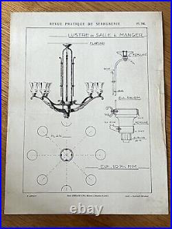 Lot De Croquis Luminaires Ancien ART DECO FERRONNERIE Sabino Vernox