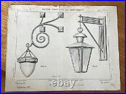 Lot De Croquis Luminaires Ancien ART DECO FERRONNERIE Sabino Vernox