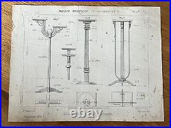 Lot De Croquis Luminaires Ancien ART DECO FERRONNERIE Sabino Vernox