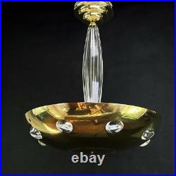 Lustre Art Déco Hängelampe Plafonnier En Verre & Laiton