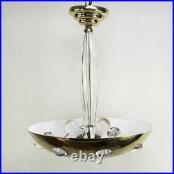 Lustre Art Déco Hängelampe Plafonnier En Verre & Laiton