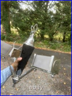 Lustre Art Deco Moderniste Ancien Laiton Chrome Lampe Design Vintage