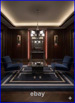 Lustre Art Deco Moderniste Ancien Laiton Chrome Lampe Design Vintage