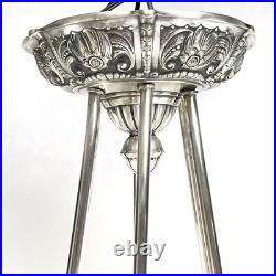 Lustre Art Déco Muller Frères Lunéville En Acier Nickelé