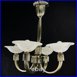 Lustre Hängelampe Petitot ART DECO En ALABASTER Bronze