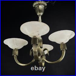 Lustre Hängelampe Petitot ART DECO En ALABASTER Bronze