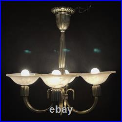 Lustre Hängelampe Petitot ART DECO En ALABASTER Bronze