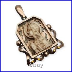 Médaille Art déco en argent avec vue en or et relief vierge, vers 1930 Médaille Art déco en argent avec vue en or et relief vierge, vers 1930