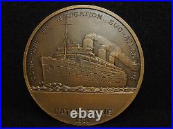 Medaille Br. L. Bazor Art Deco 1931 Compagnie Navigation Paquebot L'atlantique