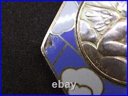 Médaille de berceau en argent et émail cloisonné art déco signée magnin