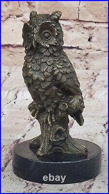 Milo `S Art Déco Bronze Chouette Statue Main de Collection Faune Sculpture