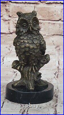 Milo `S Art Déco Bronze Chouette Statue Main de Collection Faune Sculpture