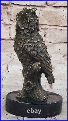 Milo `S Art Déco Bronze Chouette Statue Main de Collection Faune Sculpture