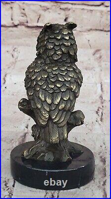 Milo `S Art Déco Bronze Chouette Statue Main de Collection Faune Sculpture