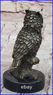 Milo `S Art Déco Bronze Chouette Statue Main de Collection Faune Sculpture