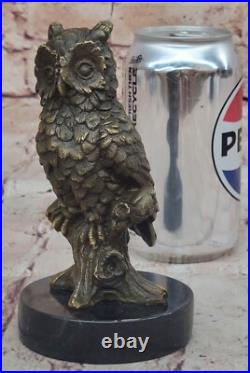 Milos Art Déco Bronze Chouette Statue Main de Collection Faune Sculpture