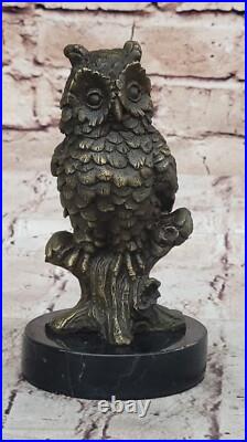 Milos Art Déco Bronze Chouette Statue Main de Collection Faune Sculpture