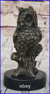 Milos Art Déco Bronze Chouette Statue Main de Collection Faune Sculpture