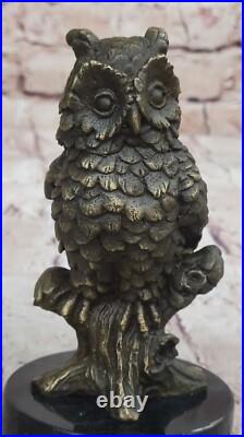 Milos Art Déco Bronze Chouette Statue Main de Collection Faune Sculpture