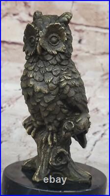 Milos Art Déco Bronze Chouette Statue Main de Collection Faune Sculpture