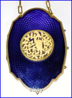 Minaudière Art Déco. Poudriere. Argent Doré. Email Guilloché. France . C. 1920