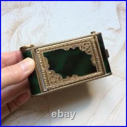 Minaudière Emaillée Ancienne Poudrier Etui Manucure Rouge Lèvre 1930 Art Déco