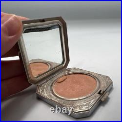 Miroir étui à poudre compact Art Déco vintage ton cuponicol cadeau de collection