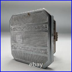 Miroir étui à poudre compact Art Déco vintage ton cuponicol cadeau de collection