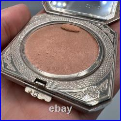 Miroir étui à poudre compact Art Déco vintage ton cuponicol cadeau de collection