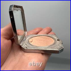 Miroir étui à poudre compact Art Déco vintage ton cuponicol cadeau de collection