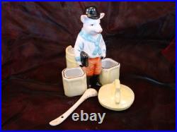 Moutardier Sel Poivre Figurine Cochon Ecolier Style Art Deco-allemand Style Art