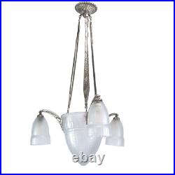 Muller Fréres Art Déco Plafonnier/Lustre Deckenlampe, 1930er, Argenté