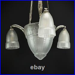 Muller Fréres Art Déco Plafonnier/Lustre Deckenlampe, 1930er, Argenté