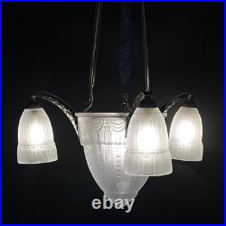 Muller Fréres Art Déco Plafonnier/Lustre Deckenlampe, 1930er, Argenté