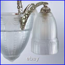 Muller Fréres Art Déco Plafonnier/Lustre Deckenlampe, 1930er, Argenté