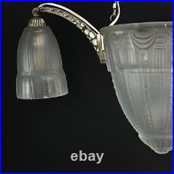 Muller Fréres Art Déco Plafonnier/Lustre Deckenlampe, 1930er, Argenté