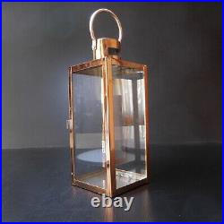 N8988 Lanterne à bougie métal cuivre verre vintage art déco intérieur extérieur