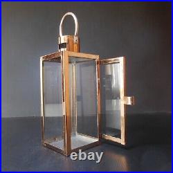 N8988 Lanterne à bougie métal cuivre verre vintage art déco intérieur extérieur
