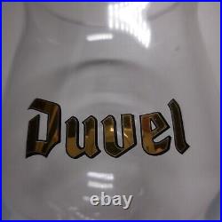 N9865 verre bière Duvel dorure or fin blanc transparent vintage bistrot art déco