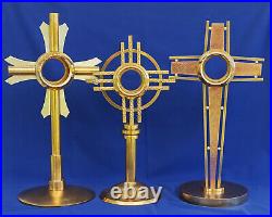 OSTENSOIR Monstrance Laiton Doré et Argenté 57cm Reliquaire Art-Déco ca 1930