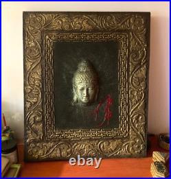 Objet ancien grand tableau bouddha vintage Feng Shui décoration zen maison art