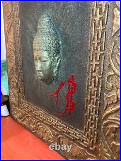 Objet ancien grand tableau bouddha vintage Feng Shui décoration zen maison art