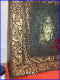 Objet ancien grand tableau bouddha vintage Feng Shui décoration zen maison art