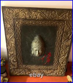 Objet ancien grand tableau bouddha vintage Feng Shui décoration zen maison art