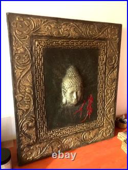Objet ancien grand tableau bouddha vintage Feng Shui décoration zen maison art