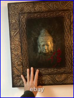 Objet ancien grand tableau bouddha vintage Feng Shui décoration zen maison art